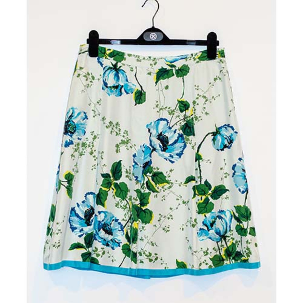 BR floral silk midi skirt
